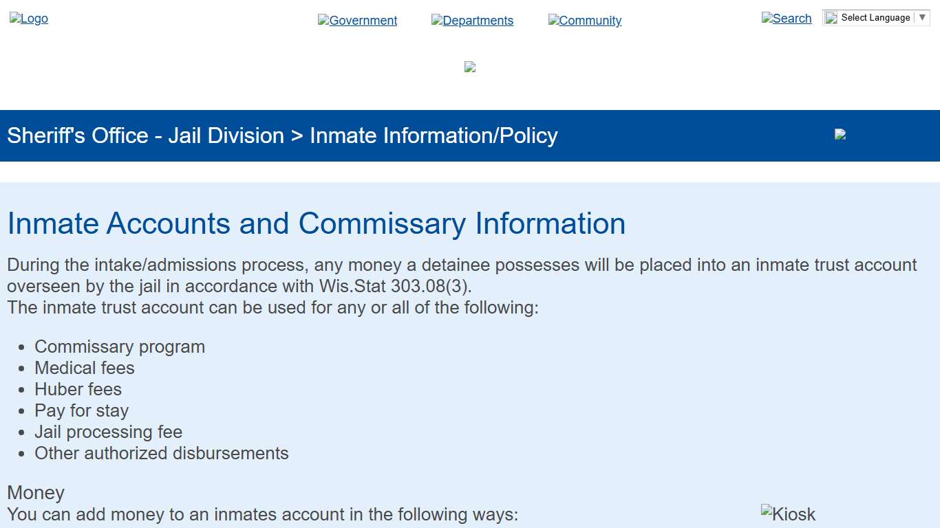 Brown County > Government > Sheriff's Office - Jail Division > Inmate Information/Policy